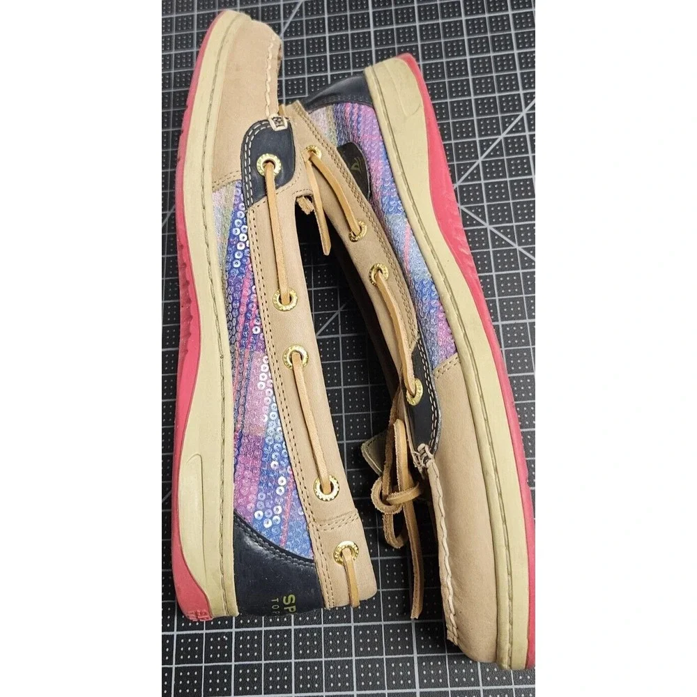 Sperry top sider  Ellis boat shoe w/sequins‎ leather upper Sz 9M